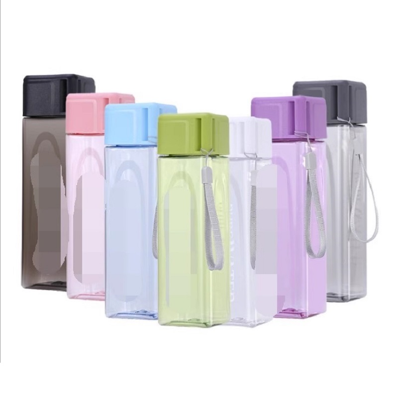 Outdoor Sport Glass Water Bottle - 450ml, 1개입 투명 사각 마테 플라스틱