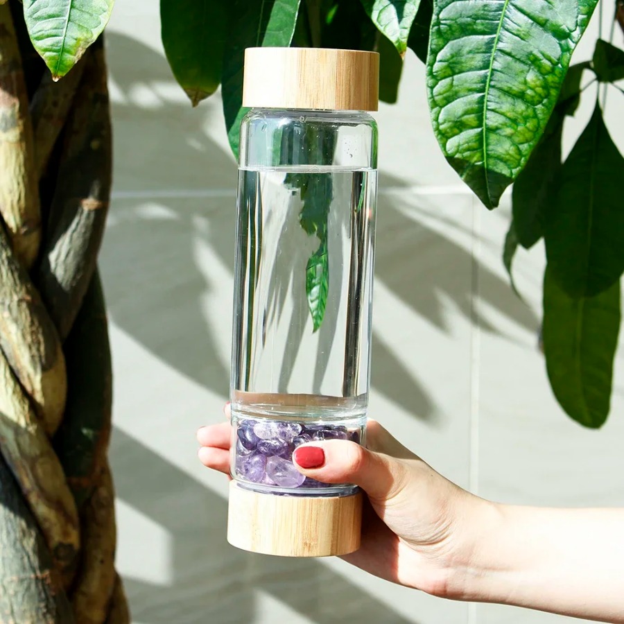 Outdoor Sport Glass Water Bottle - 대형 크리스탈 천연 광석 병 다채로운