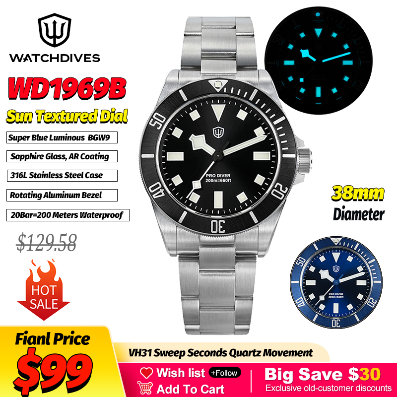 Outdoor Sport Smart Watch - Watchdives WD1969 태양 질감 패션 쿼츠