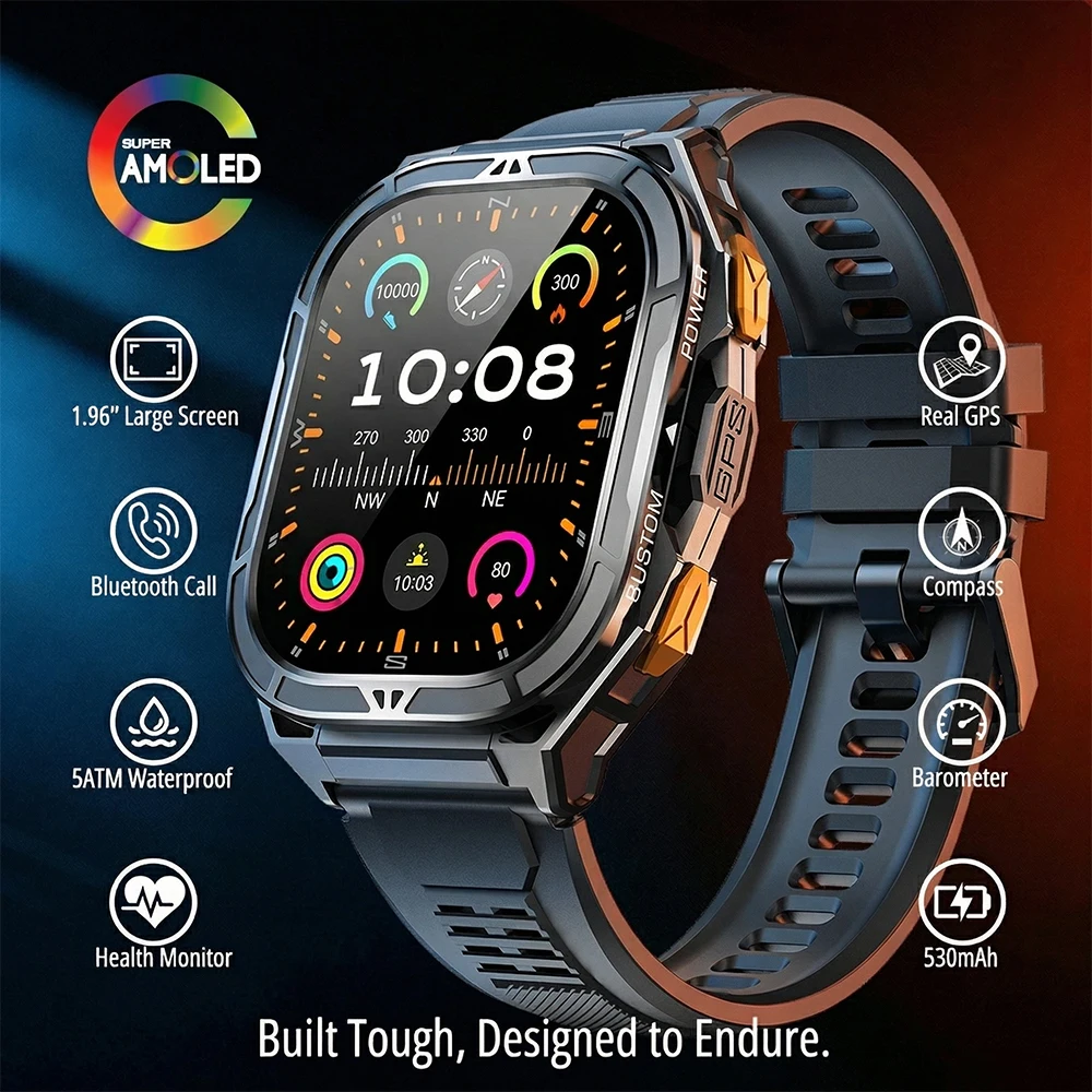 Outdoor Sport Smart Watch - 럭셔리 AMOLED 스마트워치, 실제 GPS 탑재,