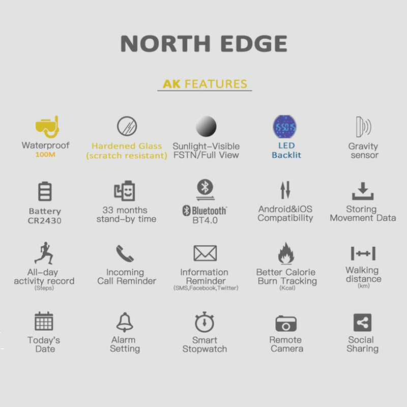NORTH EDGE AK 100M 방수 야외 스포츠 스 - Outdoor Sport Smart Watch 리뷰 및 가격
