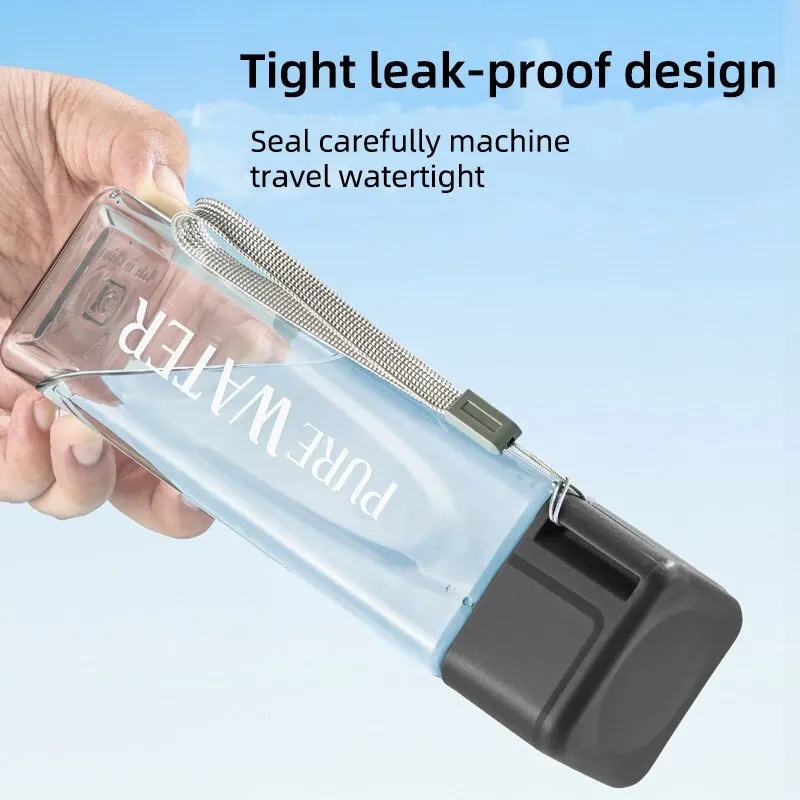 450ml, 1개 투명 사각형 음료 유리잔, 휴대용 물 - Outdoor Sport Glass Water Bottle 리뷰 및 가격