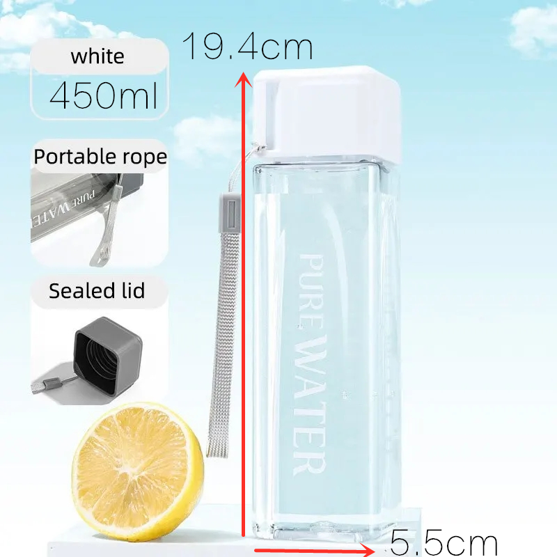 450ml, 1개입 투명 사각 마테 플라스틱 컵, 휴대 - Outdoor Sport Glass Water Bottle 리뷰 및 가격