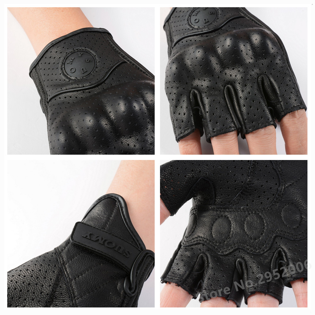 여름 반 손가락 오토바이 장갑 레트로 블랙 가죽 천공  - Horse Riding Glove 리뷰 및 가격
