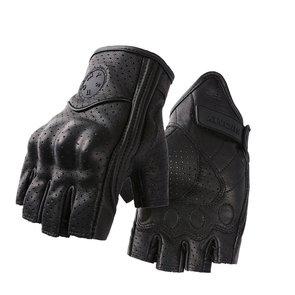 여름 반 손가락 오토바이 장갑 레트로 블랙 가죽 천공  - Horse Riding Glove 리뷰 및 가격