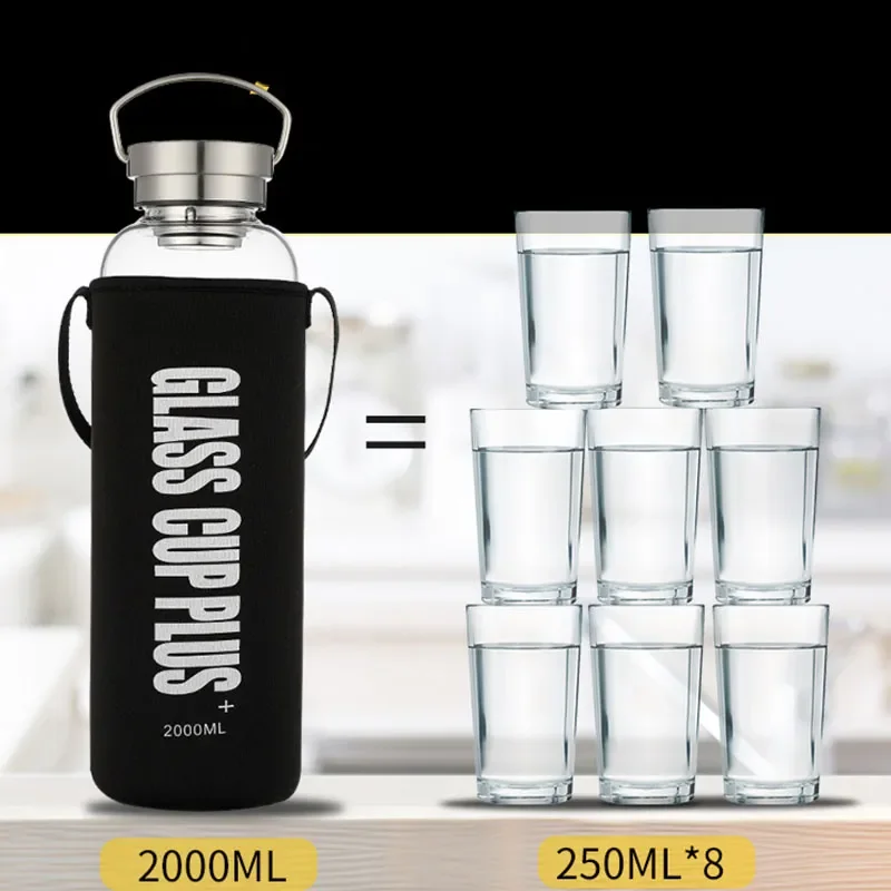 스트랩이 있는 2L 유리 물병, 스포츠 물병 야외 여행 - Outdoor Sport Glass Water Bottle 리뷰 및 가격