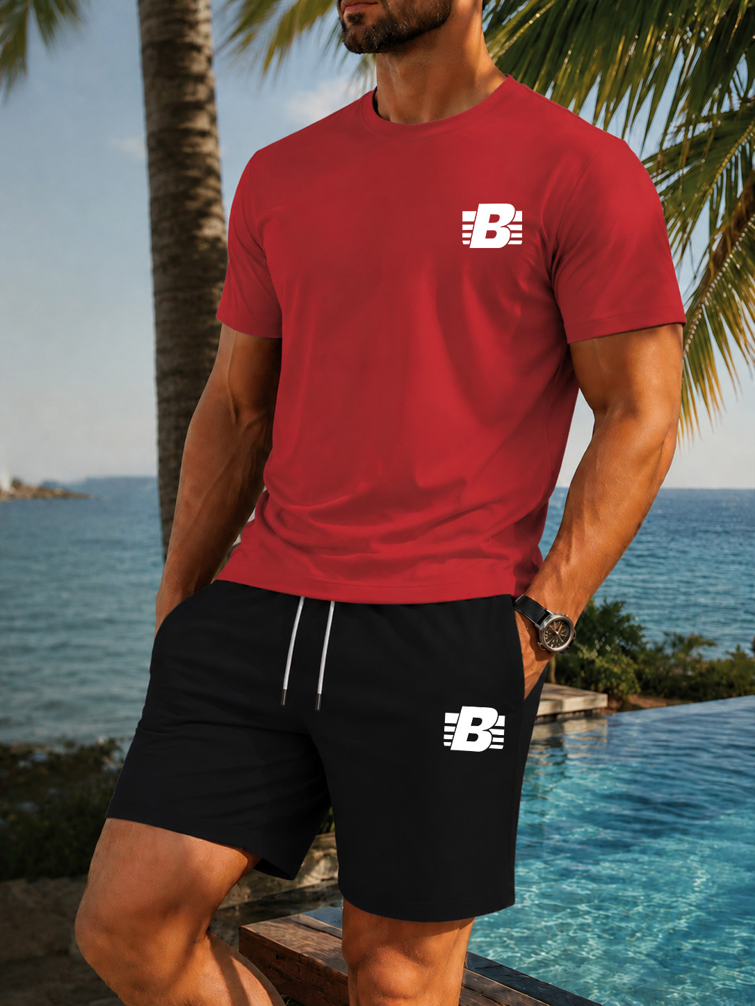 남성용 2피스 트랙슈트 캐주얼 스포츠웨어 세트 반팔 티 - Outdoor Sport Leisure 리뷰 및 가격