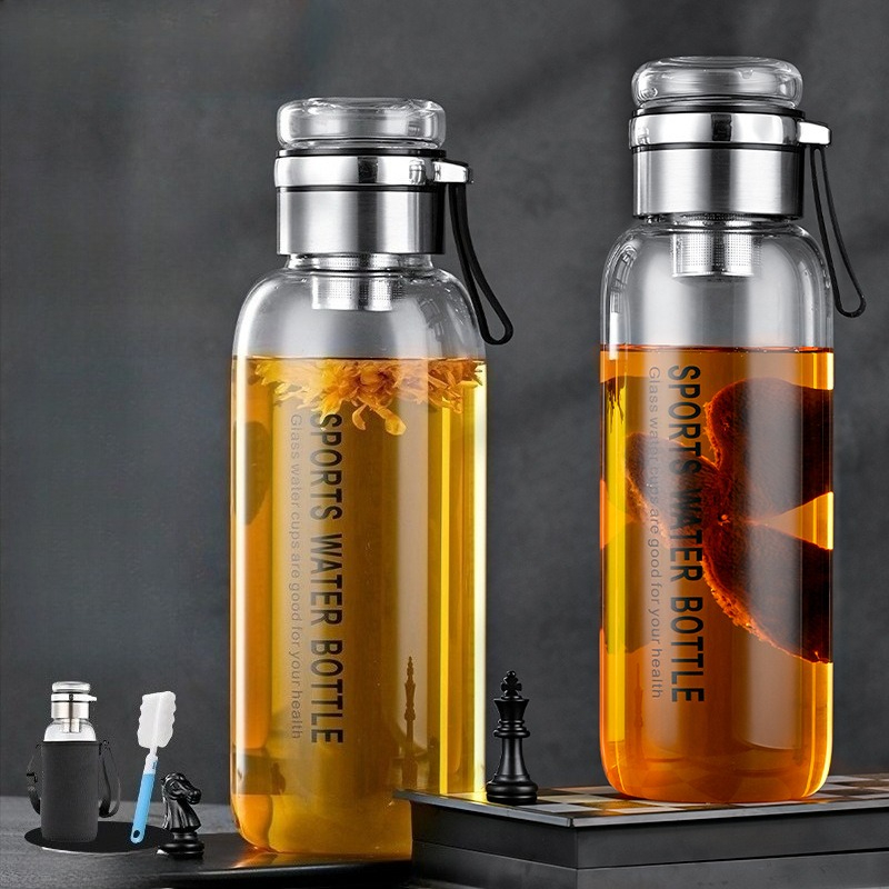 1.0/1.2L 유리 물병, 천 슬리브 포함, 보로실리 - Outdoor Sport Glass Water Bottle 리뷰 및 가격